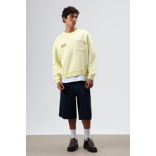 Vamos Oversize Bisiklet Yaka Cepli Sweatshirt Sarı