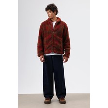 Vamos Oversize Peluş Mont Bordo