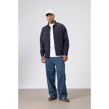 Vamos Oversize Gabardin Gömlek Ceket Füme