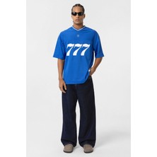 Vamos Oversize V Yaka Forma Tişört Saks