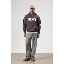 Vamos Kart Detaylı Yıkamalı Oversize Sweatshirt Kahve