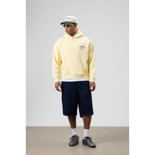 Vamos Oversize Yıkamalı Boxy Fit Kapüşonlu Sweatshirt Sarı