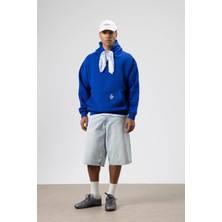Vamos Oversize Fular Detaylı Kapüşonlu Sweatshirt Saks