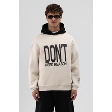 Vamos Çift Renk Baskılı Oversize Sweatshirt Taş