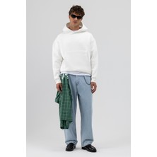 Vamos Basic Kapüşonlu Boxy Fit Sweatshirt Ekru