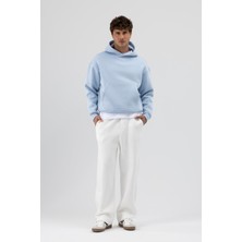 Vamos Basic Kapüşonlu Boxy Fit Sweatshirt Bebe Mavi