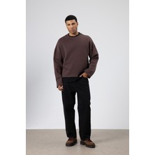 Vamos Boxy Fit Basic Sweatshirt Kahve