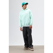Vamos Oversize Baskılı Kapüşonlu Hoodie Mint