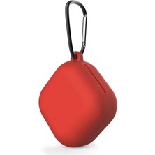 Caseonn Samsung Galaxy Buds Fe - Buds Core Kılıf Askı Aparatlı Mat Silikon Kırmızı
