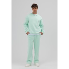 Vamos Basic Bisiklet Yaka Oversize Sweatshirt Mint
