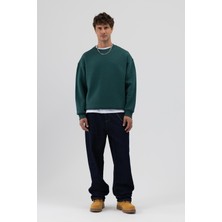 Vamos Basic Bisiklet Yaka Oversize Sweatshirt Nefti