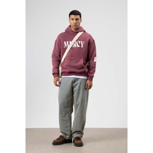Vamos Kart Detaylı Yıkamalı Oversize Sweatshirt Bordo