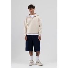 Vamos Basic Fermuarlı Dik Yaka Sweatshirt Taş