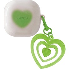 Caseonn Samsung Galaxy Buds 2 - Buds 2 Pro Kılıf Renkli Gösterişli Kalp Yeşil