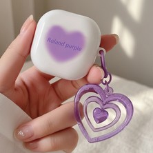 Caseonn Samsung Galaxy Buds 2 - Buds 2 Pro Kılıf Renkli Gösterişli Kalp Mor