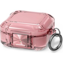 Caseonn Samsung Galaxy Buds 2 - Buds 2 Pro Kılıf Transparan Emniyet Kilitli Pembe
