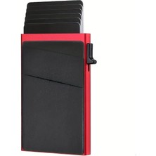 Valkyrie Premium Slim Metal Otomatik Kartlık – Rfıd Korumalı, Mekanizmalı, 10+ Kart Kapasiteli Kırmızı