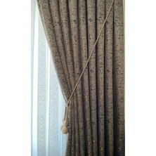 Mebelport Curtain Fon Jakar Perde Perla Desen Çift Kanat Sık Pileli(1x3)