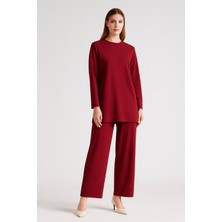 İdoll Giyim 977 Önü Nevrürlü Oyşo Kumaş Pantolonun Beli Lastikli Cepli Ikili Takım #10-25#