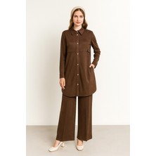 Çınar Özkan 2229 Önü Düğmeli Kol Ucu Manşetli Pantolonun Beli Lastikli Geniş Paça Ikili Takım #11-25#