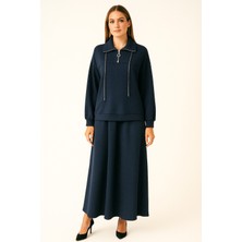 Doque 56097 Önden Yarım Fermuarlı Sim Iplikli Etekli Takım #10-25#