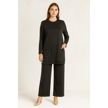 İdoll Giyim 944 Cepli Kuşgöz Detaylı Penye Ikili Tunik Takım #10-25#