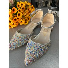 Jena Kısa Topuk Bilekten Bağlı Çok Renli Boncuk Detaylı Spor Şıklık Konforlu Kadın Ayakkabı