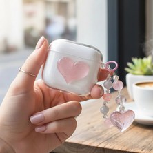 Caseonn Huawei Freebuds Se 3 Kılıf Işıltılı Kalp Pembe