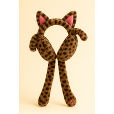 Leopar Desenli Peluş Kulaklık
