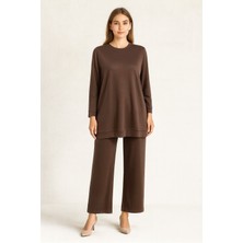 İdoll Giyim 948 Ip Detaylı Oyşo Kumaş Pantolonun Beli Lastikli Cepli  Ikili Takım #10-25#