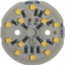 Hazar Led 5 Volt 7 Watt Smd 2835 Ledli Hazır Projektör Ledi Gün Işığı Yuvarlak Pcb Avize Ledi 44MM (3 Adet)