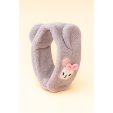 Kulaklı Hayvan Aksesuarlı Peluş Atkı Lila