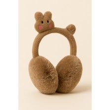 Hayvan Aksesuarlı Çocuk Peluş Kulaklık Kahverengi