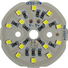 Hazar Led 5 Volt 7 Watt Smd 2835 Ledli Hazır Projektör Ledi Beyaz Yuvarlak Pcb Avize Ledi 44MM (3 Adet)