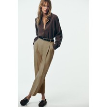 Açelya Okcu Premium VENTO Kadın Kısa Paça Lycra Pantolon %100 Polyester Düz Model
