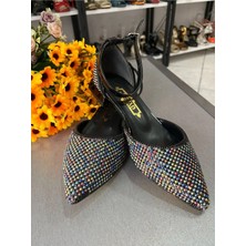 Jena Kısa Topuk Bilekten Bağlı Çok Renli Boncuk Detaylı Spor Şıklık Konforlu Kadın Ayakkabı