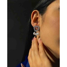 Güneş Takı Zirkon Taşlı Kalp Model Incili Sallantılı Çelik Küpe