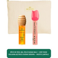 Nuxe Rêve De Mıel Bal Özlü Dudak Balı + Very Rose Dolgunlaştırıcı Dudak Serumu – Hediye Çantalı