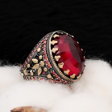 Mem Güney Silver Kırmızı Zirkon Taşlı 925 Ayar Erkek Gümüş Yüzük