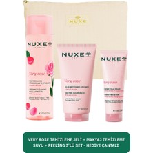 Nuxe Very Rose Temizleme Jeli + Makyaj Temizleme Suyu+ Peeling 3’lü Set - Hediye Çantalı