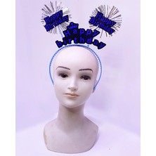 Fırsatkolik Happy Birthday Yazılı Püsküllü Neon Mavi Renk Doğum Günü Tacı 22X19 cm