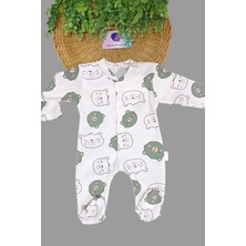 Dinamik çocuk Yenidoğan Bebek Tulum Fitilli Kumaş Ayıcık Baskılı Patikli Ince Mevsimlik Çıtçıtlı Tulum 0-1-3-6 Ay