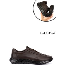 GÖNDERİ Erkek Kahve Antik  Bağcıklı Kauçuk Taban Hakiki Deri Sneaker