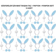 Fırsatkolik Mavi Tavşan Kostüm Seti – Taç, Papyon, Ponpon (12’li Paket)