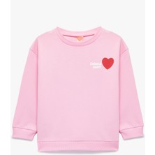 Koton Uzun Kollu Bisiklet Yaka Kalp Baskılı Pamuklu Sweatshirt