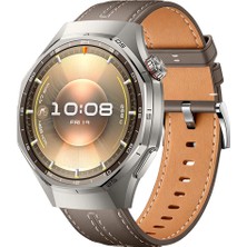 Sneezy Huawei Watch Gt6 Pro 46MM Ile Uyumlu Dikiş Desenli Deri Metal Tokalı Akıllı Saat Kordonu