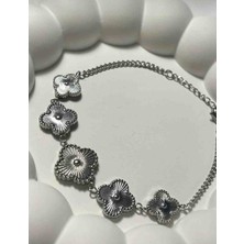 Güneş Takı Silver Beşli Yonca Model Çelik Bileklik