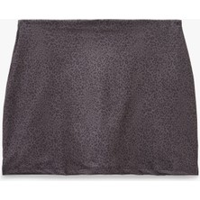 Koton Yüksek Bel Slim Fit Leopar Desenli Spor Mini Şort Etek