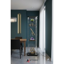 Artinoks Home 7 RAFLI LEDLİ CAM VİTRİN SİYAH (Gümüşlük, Büfe, Koleksiyon, Sunu, Sergi, Kitaplık)