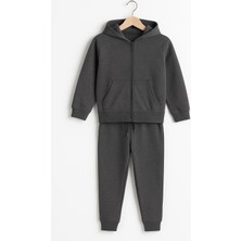 Rapapa Erkek Çocuk Mevsimlik  Füme Kapüşonlu Eşofman Takımı – Fermuarlı Üst & Lastikli Alt 1811